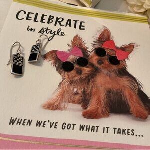 VINTAGE 925 STERLING SILVER ONYX FRENCH WIRE EARRINGS, EXCELLENT CONDITION